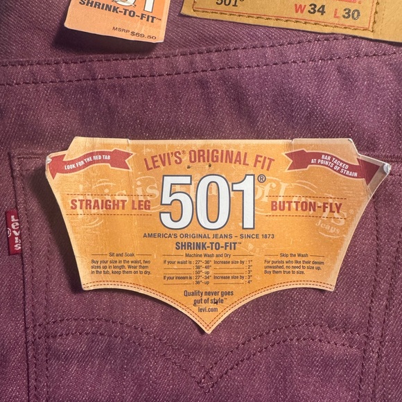 Levi’s 501 Shrink to Fit Button Fly Jean 34x30 Purple READ - Picture 8 of 15